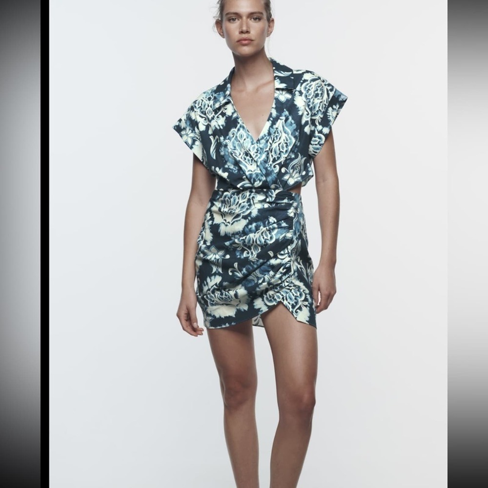 ZARA CUT OUT PRINT MINI DRESS - SIZE S - BRAND NEW WITH TAG
